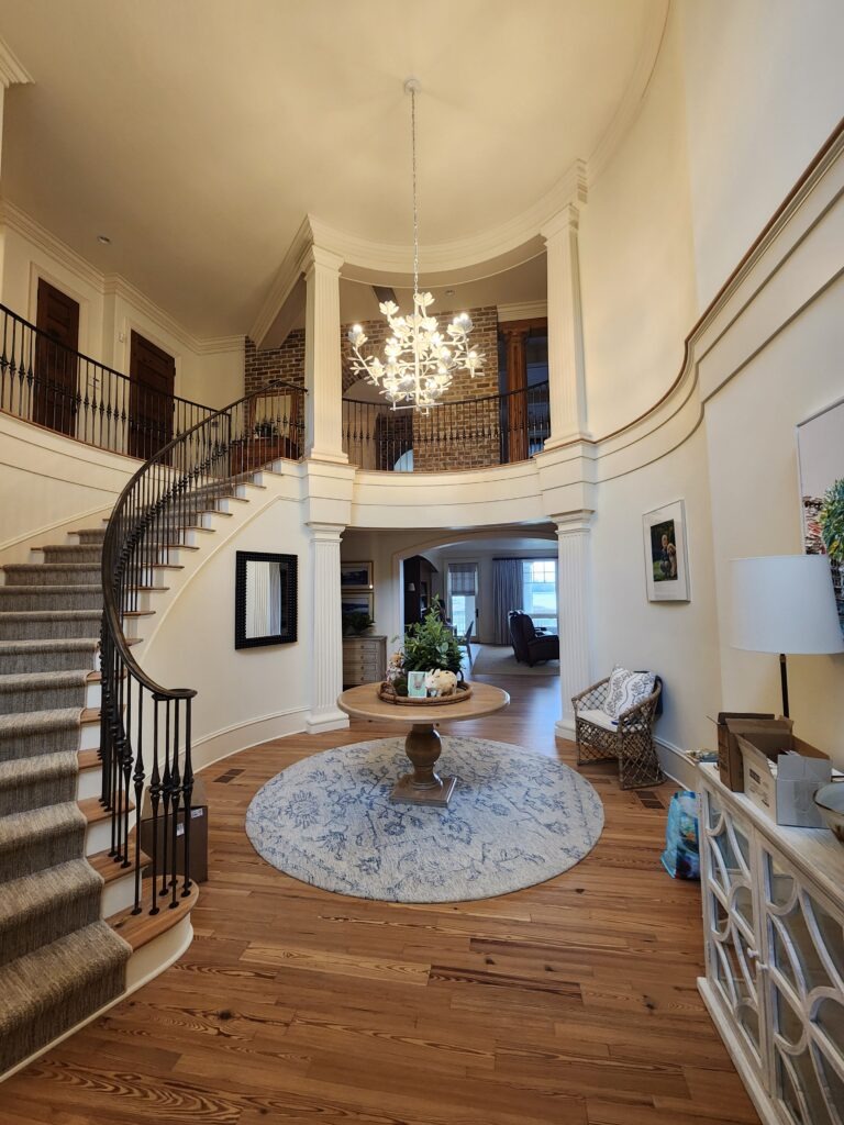 A beautiful chandelier installed inside the house