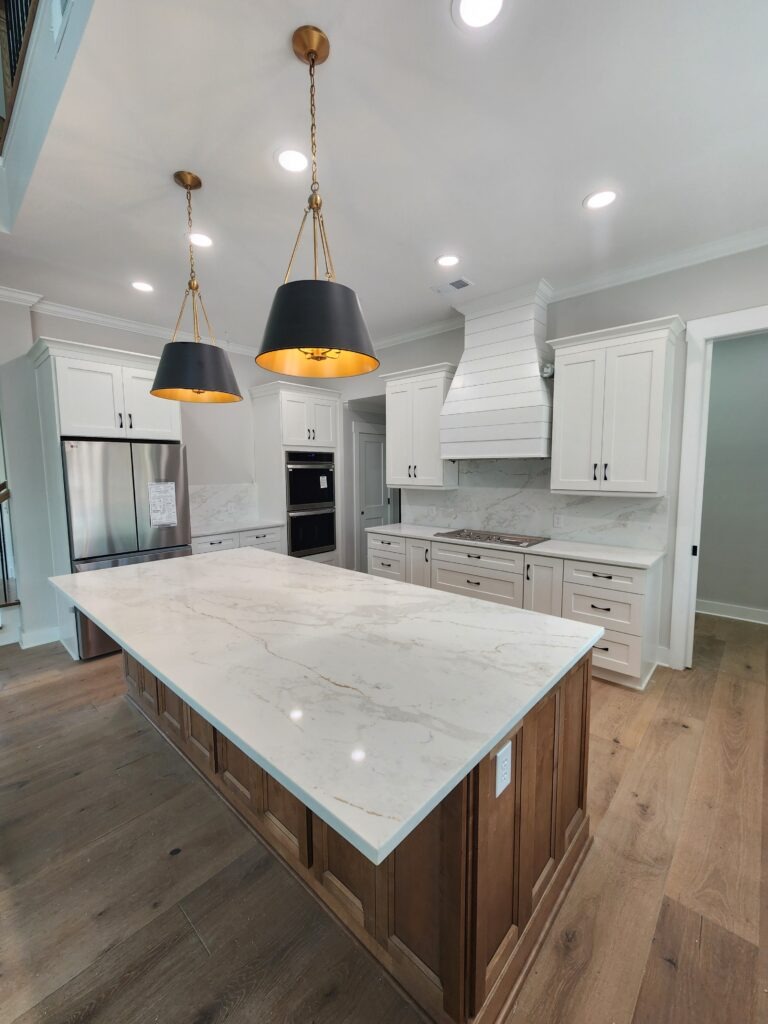 A newly renovated kitchen and installed lights