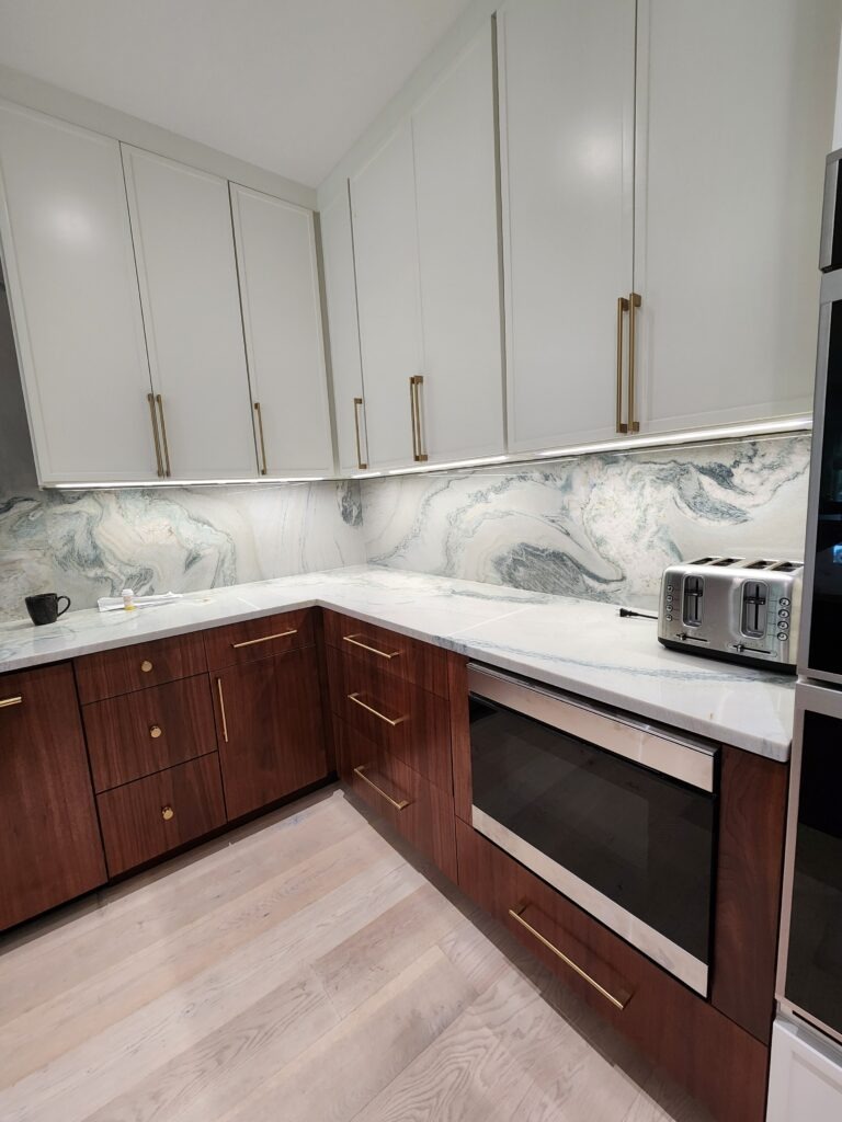 A newly installed kitchen light
