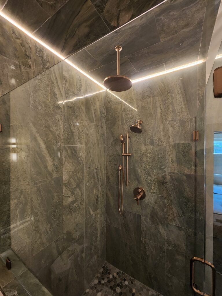 A newly bathroom light installed